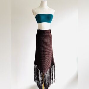 Fab Bronze Missoni fringe tassel bias skirt size 38 IT